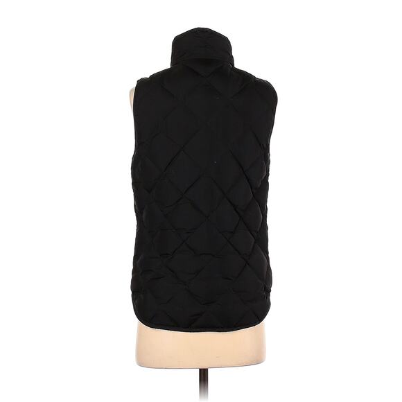 J Crew Quilted Turtleneck Zip Up Vest Black Polyester Sleeveless Pockets Size XS - Picture 3 of 4